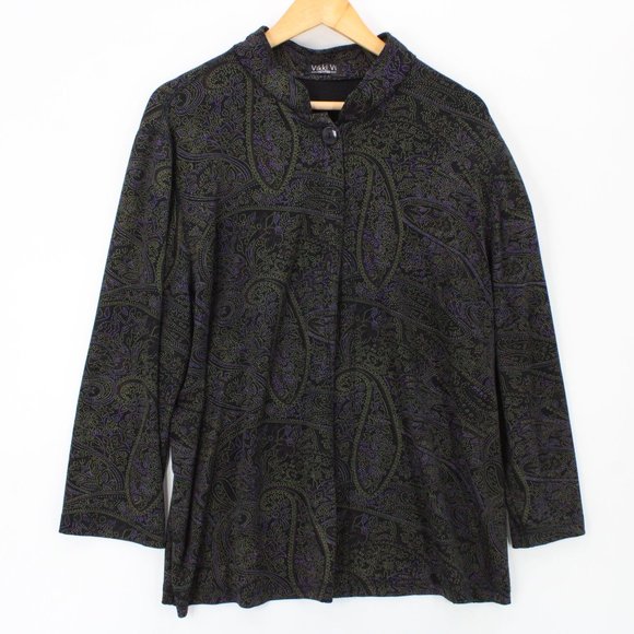 Vikki Vi Cardigan Top Womens Petite Multicolor One Button front Lightweight 1XP - Picture 1 of 10